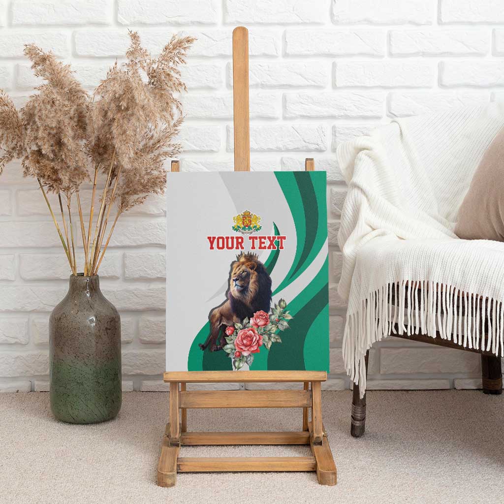 Personalized Bulgaria Coat of Arms Canvas Wall Art A Crowned Golden Lion with Rose