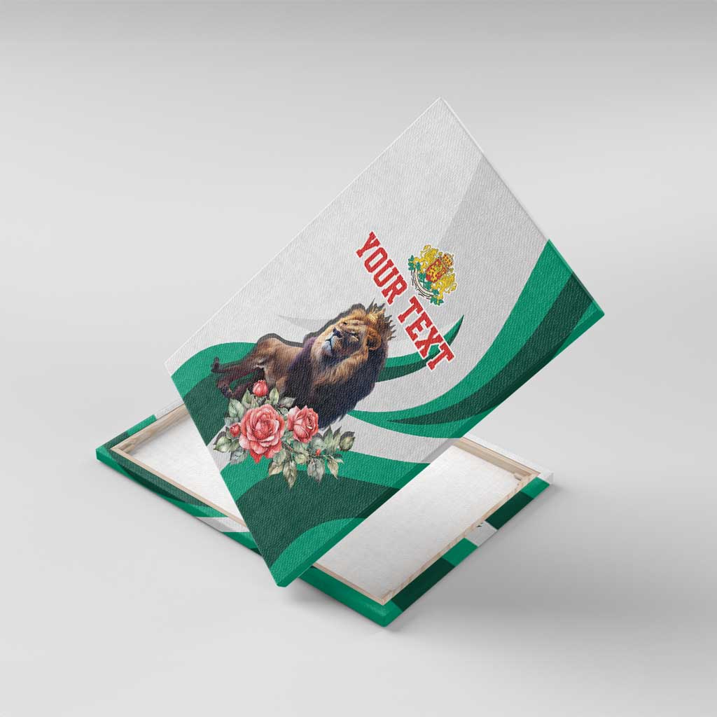 Personalized Bulgaria Coat of Arms Canvas Wall Art A Crowned Golden Lion with Rose