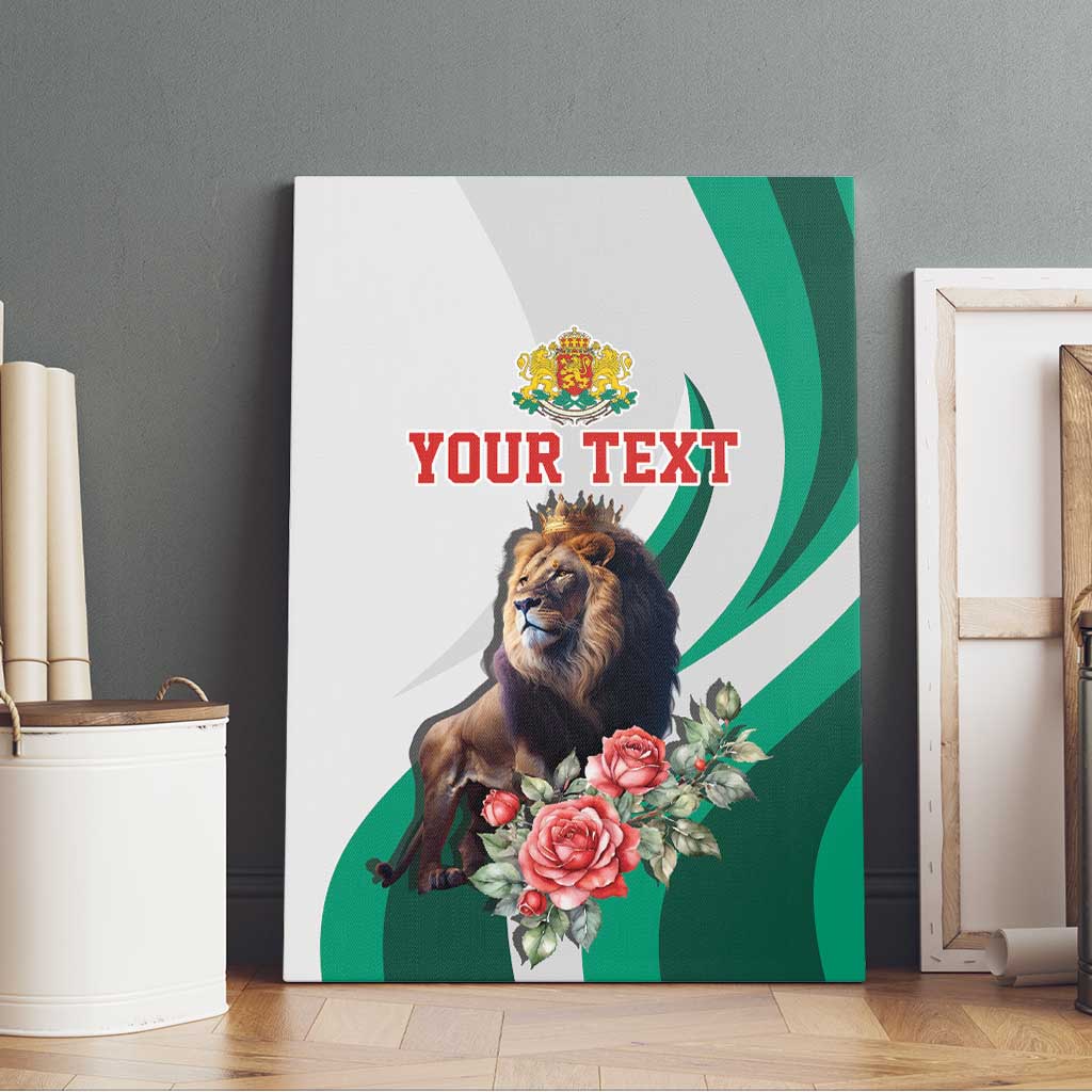 Personalized Bulgaria Coat of Arms Canvas Wall Art A Crowned Golden Lion with Rose
