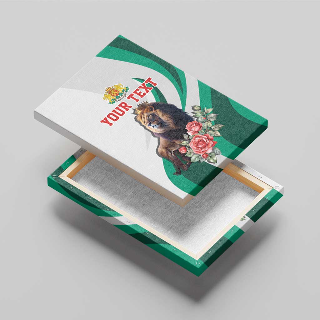 Personalized Bulgaria Coat of Arms Canvas Wall Art A Crowned Golden Lion with Rose