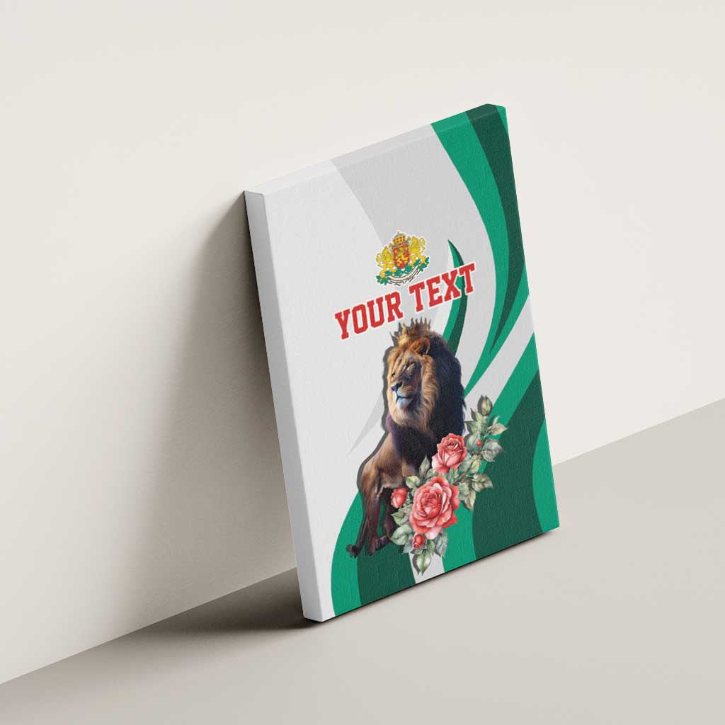 Personalized Bulgaria Coat of Arms Canvas Wall Art A Crowned Golden Lion with Rose