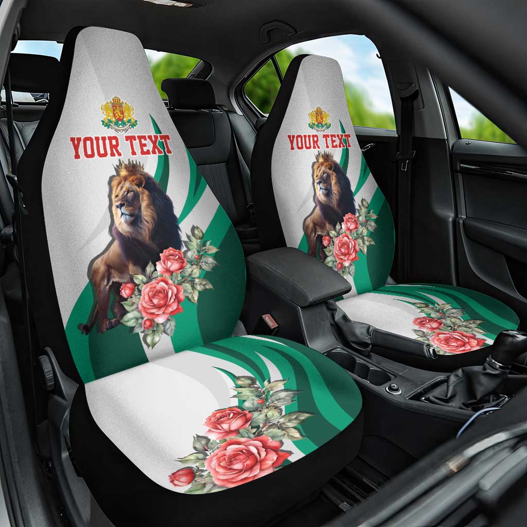 Personalized Bulgaria Coat of Arms Car Seat Cover A Crowned Golden Lion with Rose