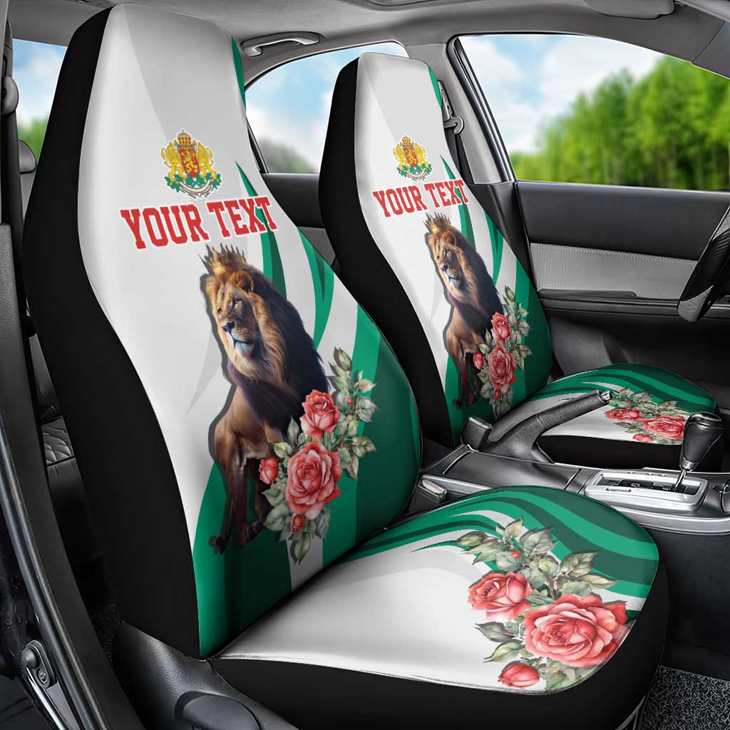 Personalized Bulgaria Coat of Arms Car Seat Cover A Crowned Golden Lion with Rose