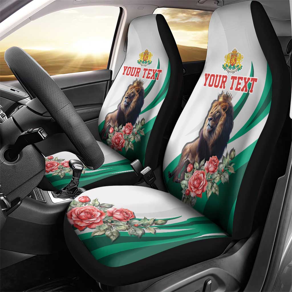Personalized Bulgaria Coat of Arms Car Seat Cover A Crowned Golden Lion with Rose