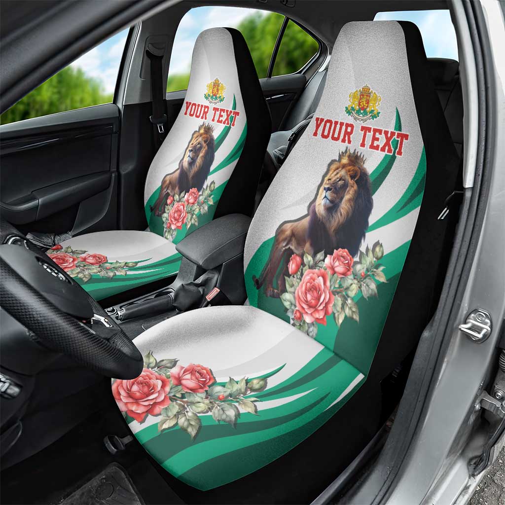 Personalized Bulgaria Coat of Arms Car Seat Cover A Crowned Golden Lion with Rose