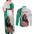 Personalized Bulgaria Coat of Arms Couples Matching Off Shoulder Maxi Dress and Long Sleeve Button Shirt A Crowned Golden Lion with Rose