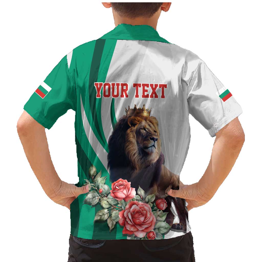 Personalized Bulgaria Coat of Arms Family Matching Mermaid Dress and Hawaiian Shirt A Crowned Golden Lion with Rose