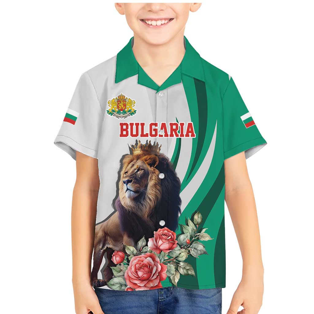 Personalized Bulgaria Coat of Arms Family Matching Mermaid Dress and Hawaiian Shirt A Crowned Golden Lion with Rose