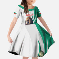 Personalized Bulgaria Coat of Arms Family Matching Off The Shoulder Long Sleeve Dress and Hawaiian Shirt A Crowned Golden Lion with Rose