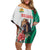Personalized Bulgaria Coat of Arms Family Matching Off Shoulder Short Dress and Hawaiian Shirt A Crowned Golden Lion with Rose