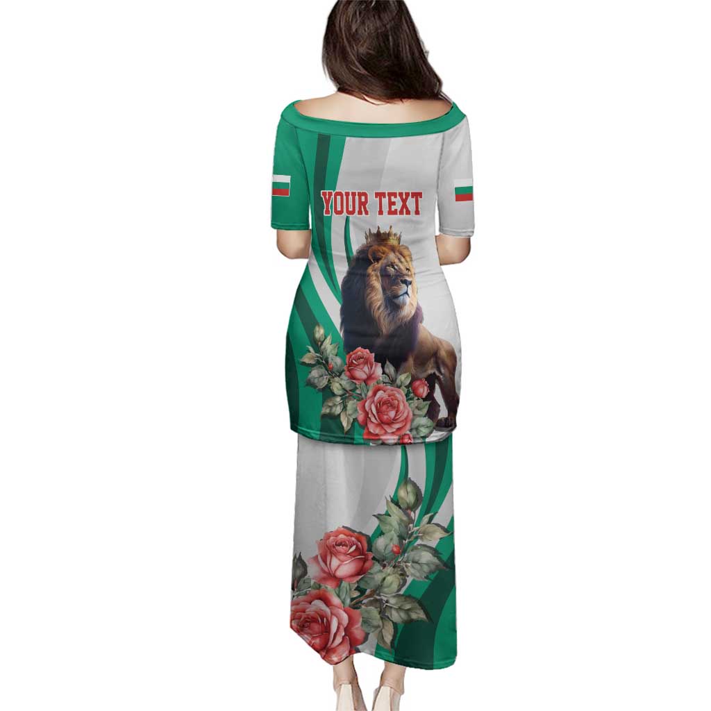 Personalized Bulgaria Coat of Arms Family Matching Puletasi and Hawaiian Shirt A Crowned Golden Lion with Rose