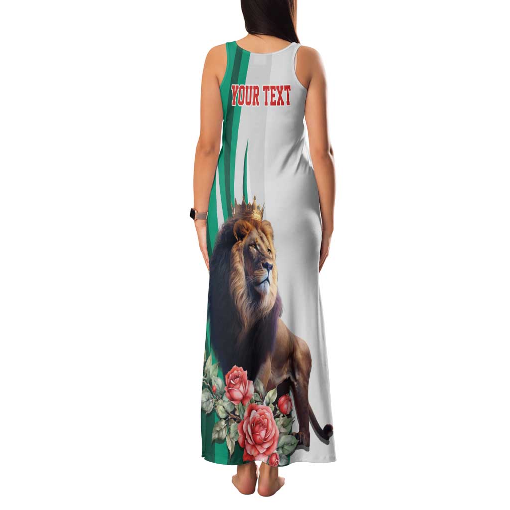 Personalized Bulgaria Coat of Arms Family Matching Tank Maxi Dress and Hawaiian Shirt A Crowned Golden Lion with Rose