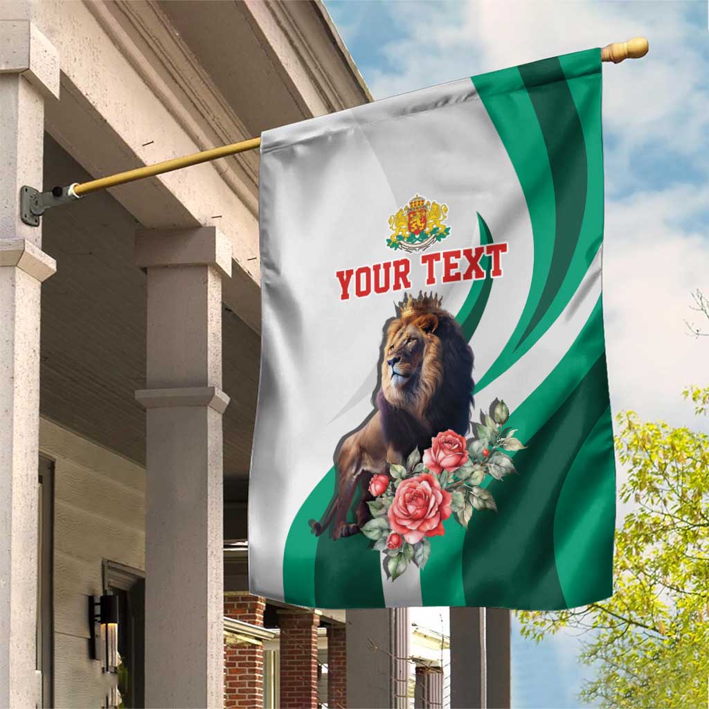 Personalized Bulgaria Coat of Arms Garden Flag A Crowned Golden Lion with Rose
