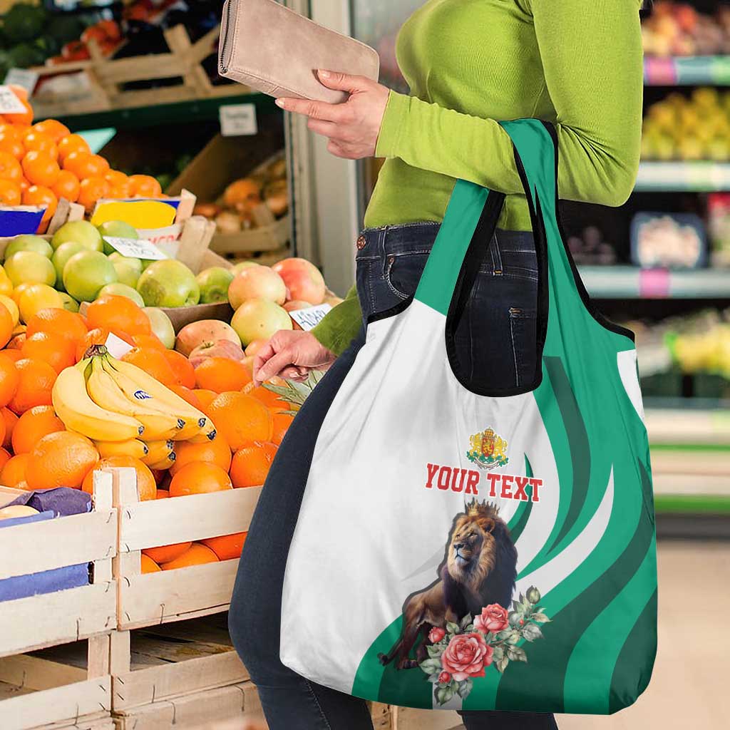 Personalized Bulgaria Coat of Arms Grocery Bag A Crowned Golden Lion with Rose