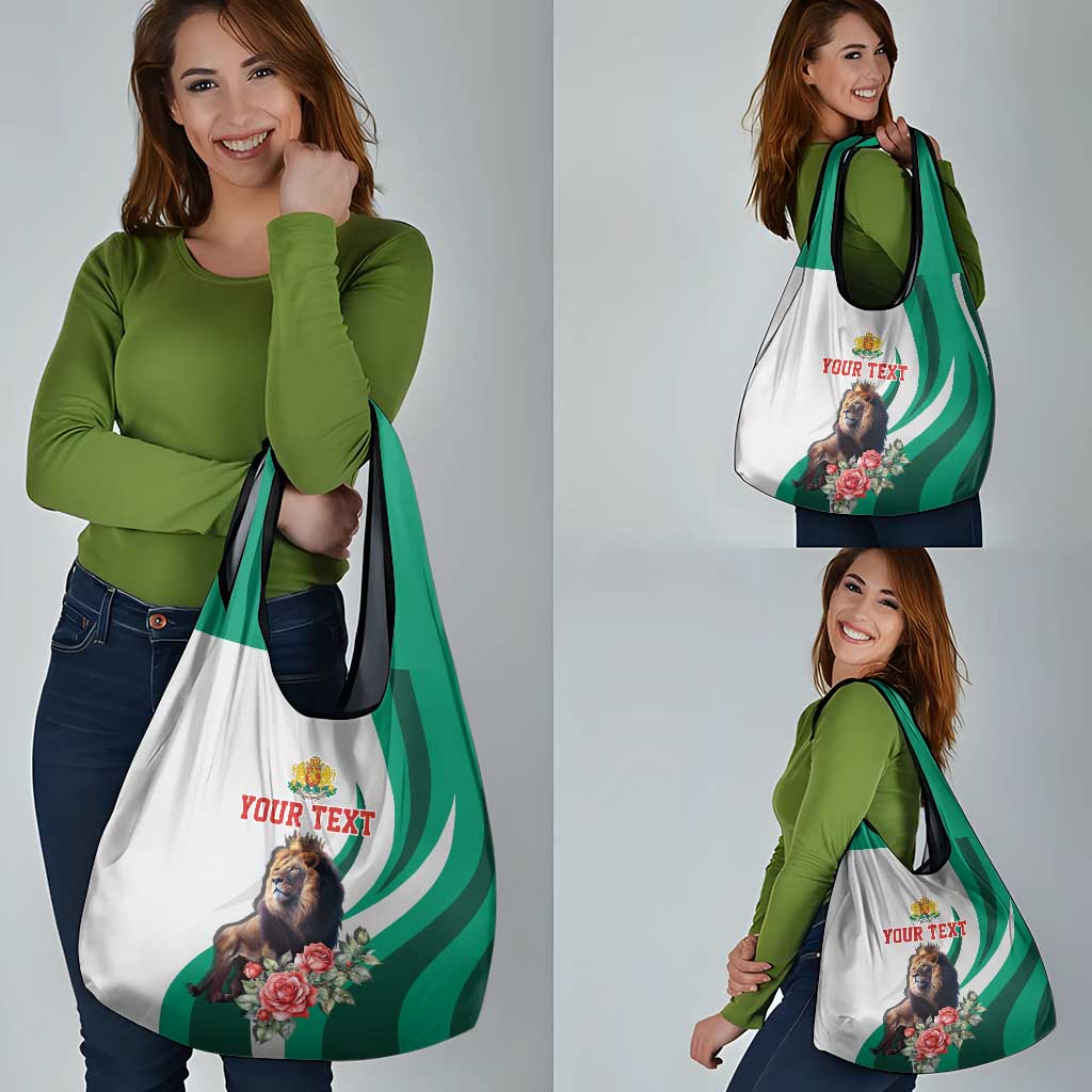 Personalized Bulgaria Coat of Arms Grocery Bag A Crowned Golden Lion with Rose