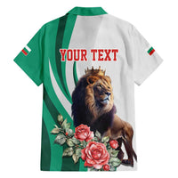 Personalized Bulgaria Coat of Arms Hawaiian Shirt A Crowned Golden Lion with Rose