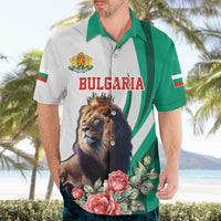 Personalized Bulgaria Coat of Arms Hawaiian Shirt A Crowned Golden Lion with Rose