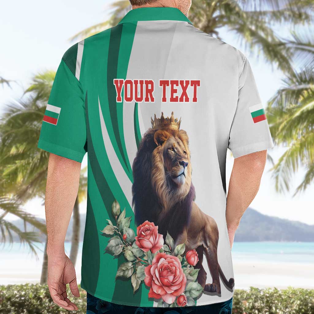 Personalized Bulgaria Coat of Arms Hawaiian Shirt A Crowned Golden Lion with Rose