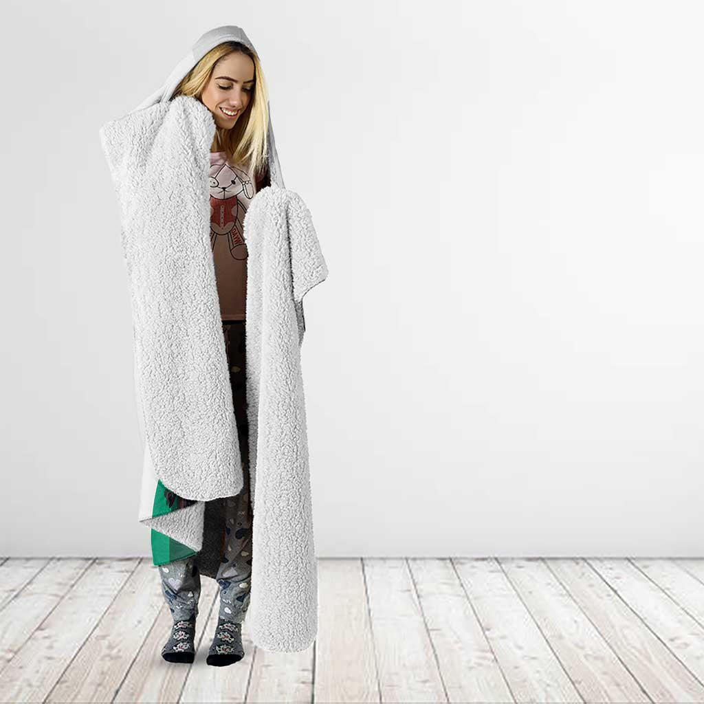 Personalized Bulgaria Coat of Arms Hooded Blanket A Crowned Golden Lion with Rose