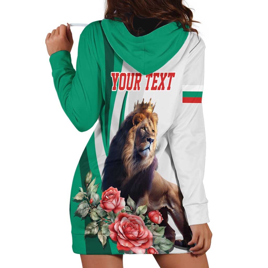 Personalized Bulgaria Coat of Arms Hoodie Dress A Crowned Golden Lion with Rose