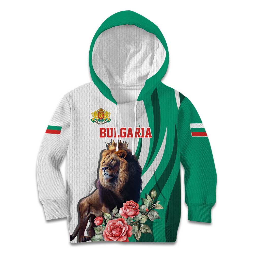 Personalized Bulgaria Coat of Arms Kid Hoodie A Crowned Golden Lion with Rose