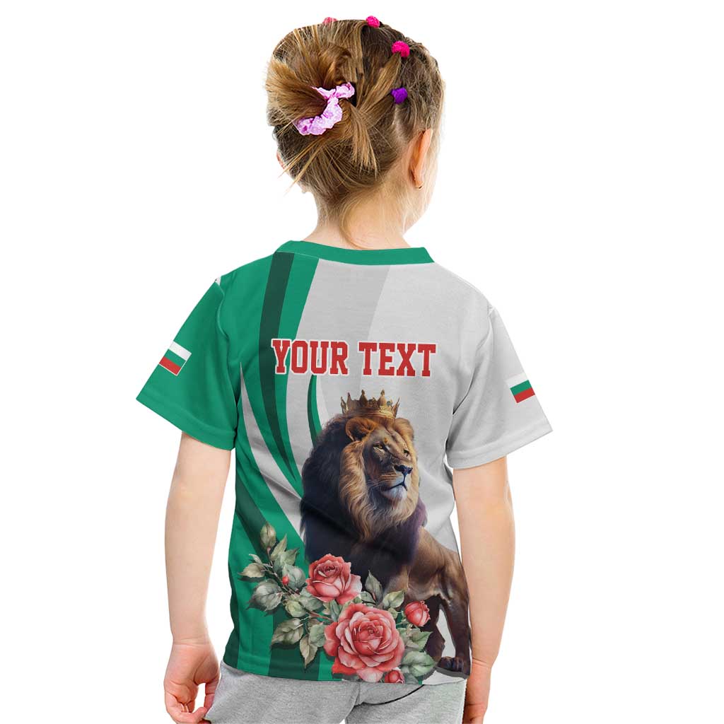 Personalized Bulgaria Coat of Arms Kid T Shirt A Crowned Golden Lion with Rose