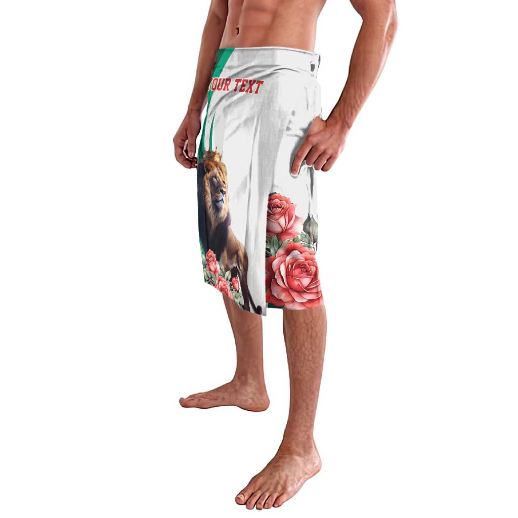 Personalized Bulgaria Coat of Arms Lavalava A Crowned Golden Lion with Rose