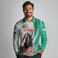 Personalized Bulgaria Coat of Arms Long Sleeve Polo Shirt A Crowned Golden Lion with Rose