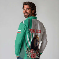 Personalized Bulgaria Coat of Arms Long Sleeve Polo Shirt A Crowned Golden Lion with Rose