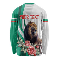 Personalized Bulgaria Coat of Arms Long Sleeve Shirt A Crowned Golden Lion with Rose