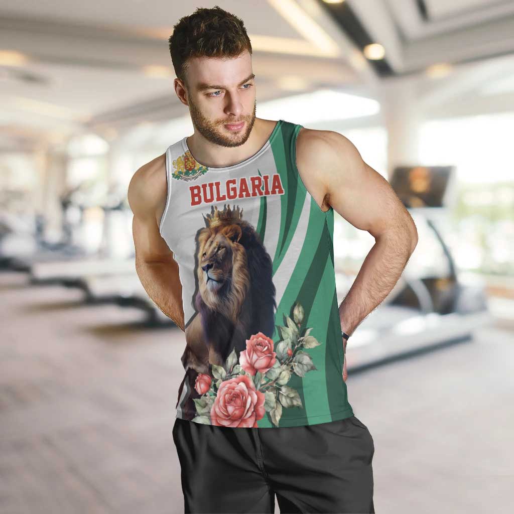Personalized Bulgaria Coat of Arms Men Tank Top A Crowned Golden Lion with Rose