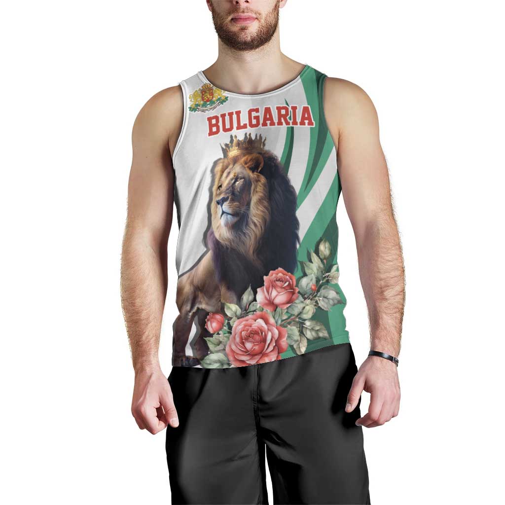 Personalized Bulgaria Coat of Arms Men Tank Top A Crowned Golden Lion with Rose
