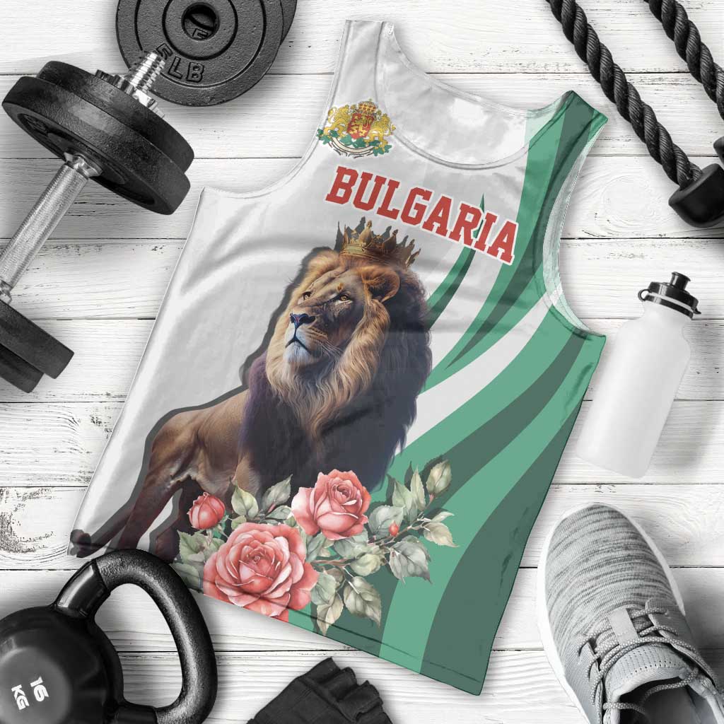 Personalized Bulgaria Coat of Arms Men Tank Top A Crowned Golden Lion with Rose