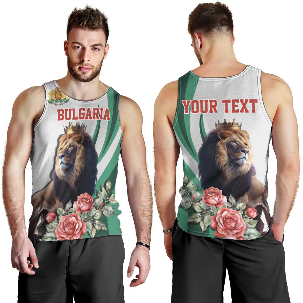 Personalized Bulgaria Coat of Arms Men Tank Top A Crowned Golden Lion with Rose