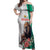 Personalized Bulgaria Coat of Arms Off Shoulder Maxi Dress A Crowned Golden Lion with Rose