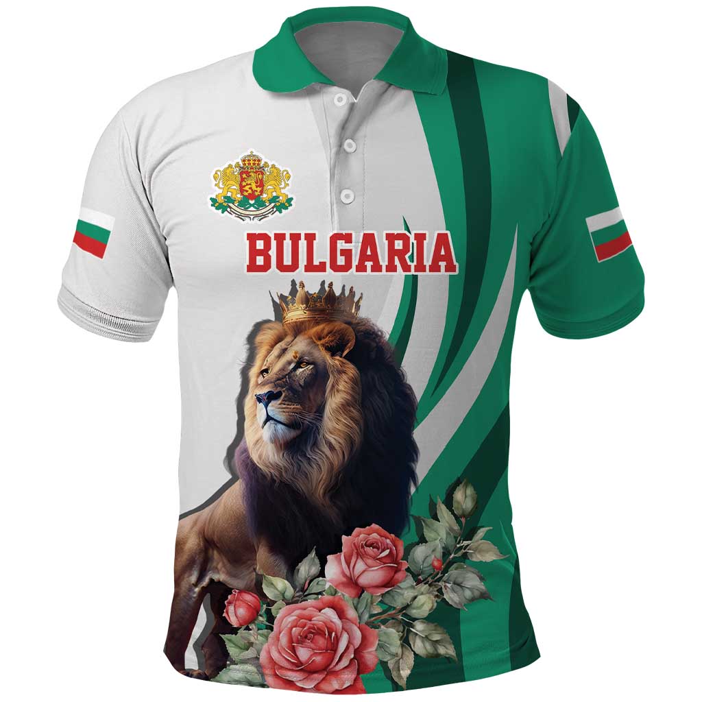 Personalized Bulgaria Coat of Arms Polo Shirt A Crowned Golden Lion with Rose