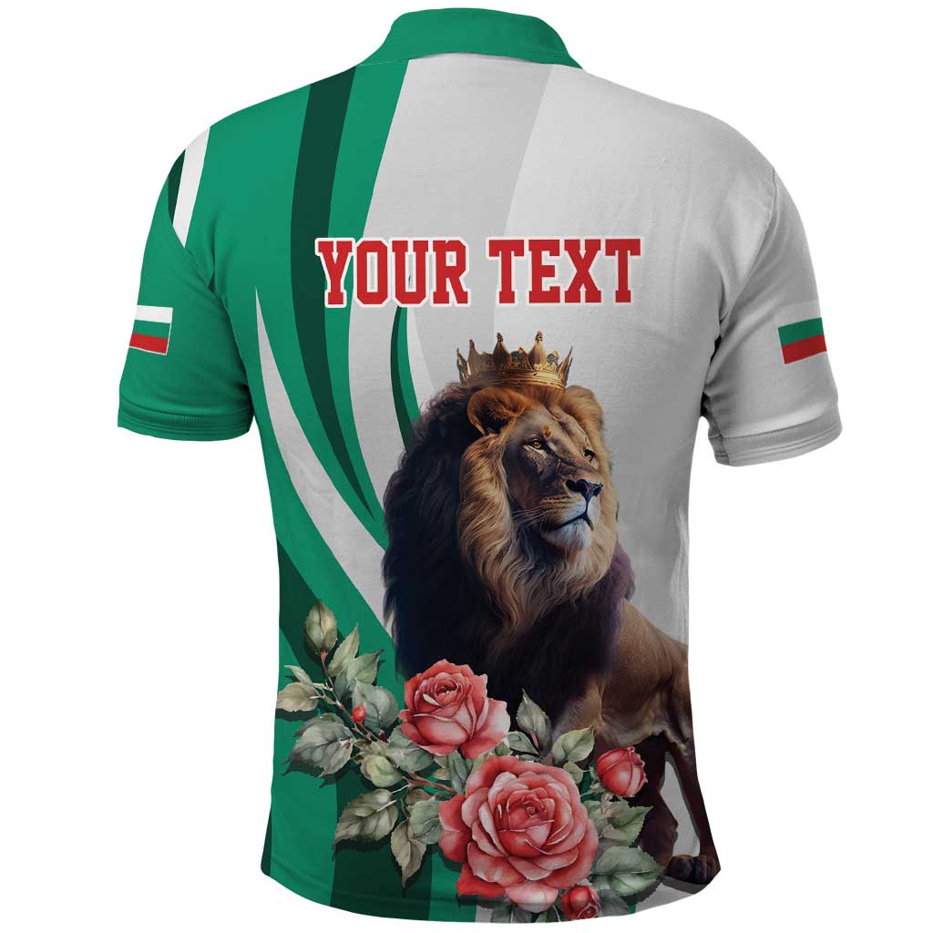 Personalized Bulgaria Coat of Arms Polo Shirt A Crowned Golden Lion with Rose