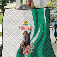 Personalized Bulgaria Coat of Arms Quilt A Crowned Golden Lion with Rose