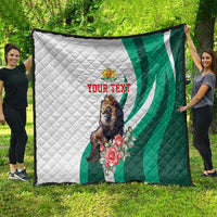 Personalized Bulgaria Coat of Arms Quilt A Crowned Golden Lion with Rose