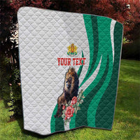 Personalized Bulgaria Coat of Arms Quilt A Crowned Golden Lion with Rose