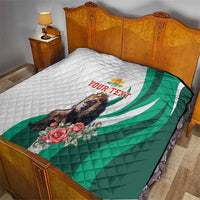 Personalized Bulgaria Coat of Arms Quilt A Crowned Golden Lion with Rose