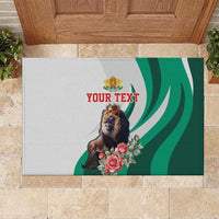 Personalized Bulgaria Coat of Arms Rubber Doormat A Crowned Golden Lion with Rose