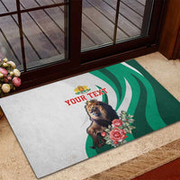 Personalized Bulgaria Coat of Arms Rubber Doormat A Crowned Golden Lion with Rose