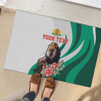 Personalized Bulgaria Coat of Arms Rubber Doormat A Crowned Golden Lion with Rose