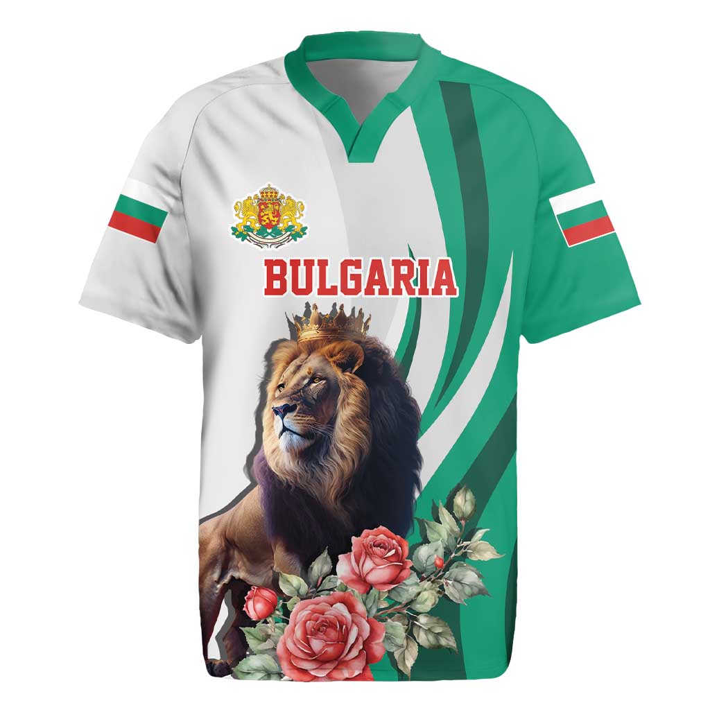 Personalized Bulgaria Coat of Arms Rugby Jersey A Crowned Golden Lion with Rose