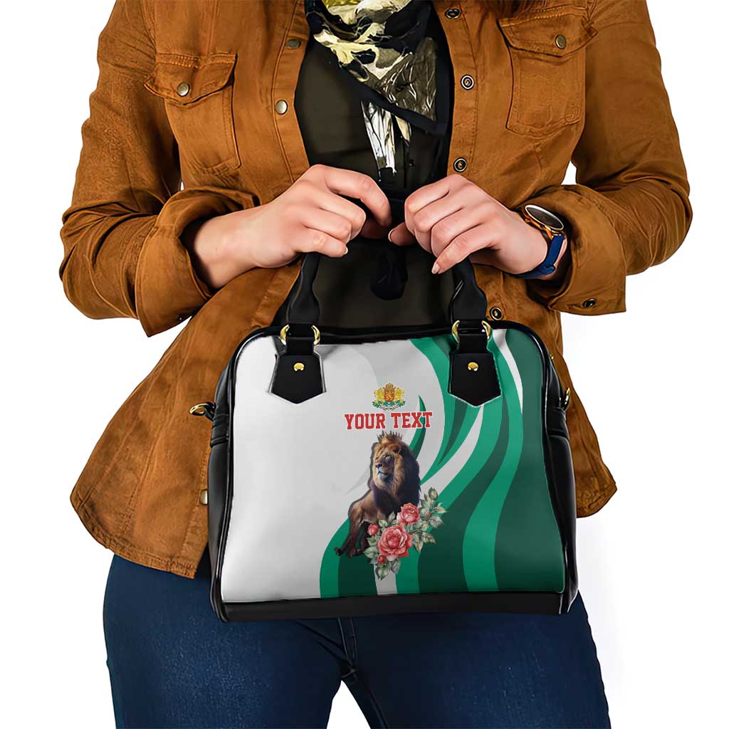 Personalized Bulgaria Coat of Arms Shoulder Handbag A Crowned Golden Lion with Rose