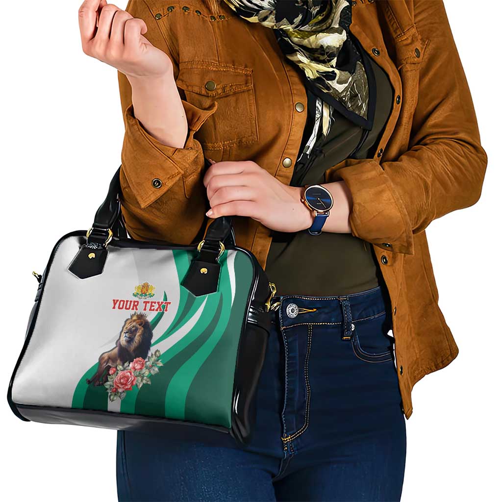 Personalized Bulgaria Coat of Arms Shoulder Handbag A Crowned Golden Lion with Rose