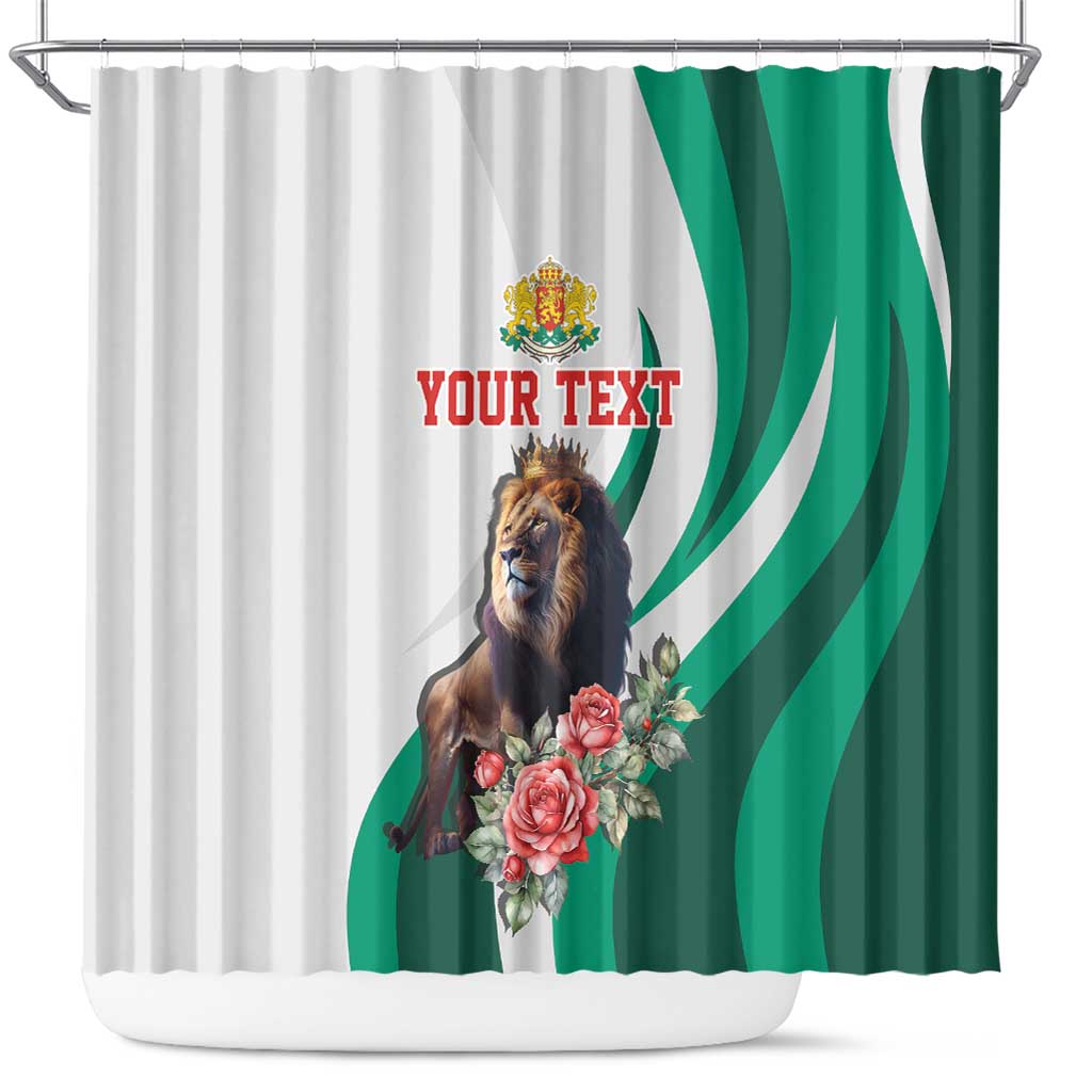Personalized Bulgaria Coat of Arms Shower Curtain A Crowned Golden Lion with Rose
