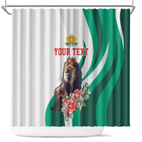 Personalized Bulgaria Coat of Arms Shower Curtain A Crowned Golden Lion with Rose