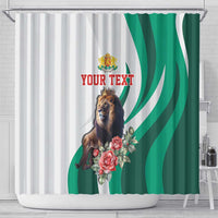 Personalized Bulgaria Coat of Arms Shower Curtain A Crowned Golden Lion with Rose